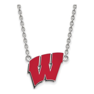 University of Wisconsin Sterling Silver Large Letter W Pendant Necklace