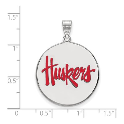 University of Nebraska Sterling Silver Extra Large Huskers Enamel Disc Pendant – view 2