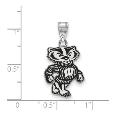 University of Wisconsin Sterling Silver Large Badger Enamel Pendant – view 2