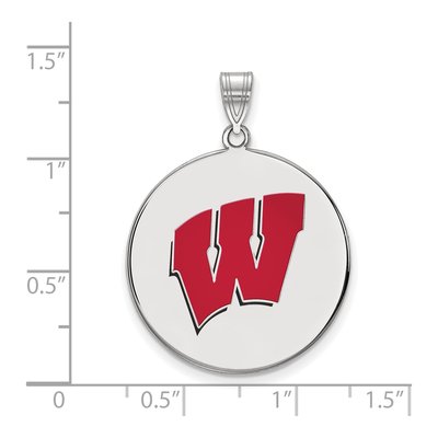 University of Wisconsin Sterling Silver Extra Large Enameled Disc Letter W Pendant – view 2