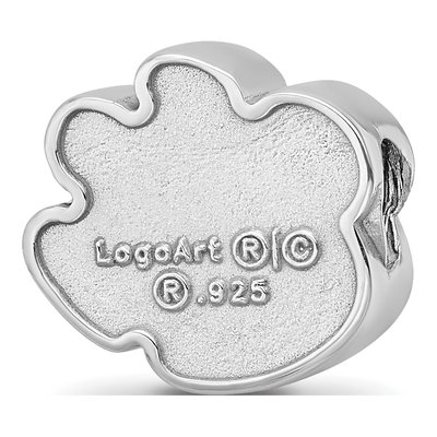 Clemson University Sterling Silver Tiger Paw Bead – view 6