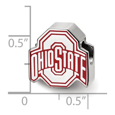 Ohio State University Sterling Silver Enameled Extruded Bead – view 4
