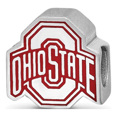 Ohio State University Sterling Silver Enameled Extruded Bead