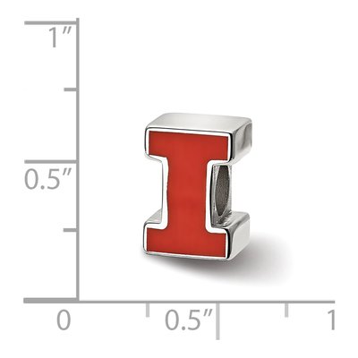 University of Illinois Sterling Silver Letter I Enameled Bead – view 4