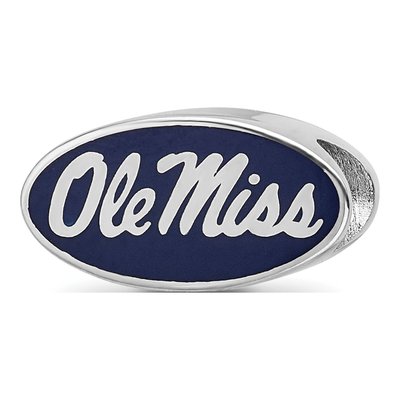 University of Mississippi Sterling Silver Ole Miss Enameled Bead