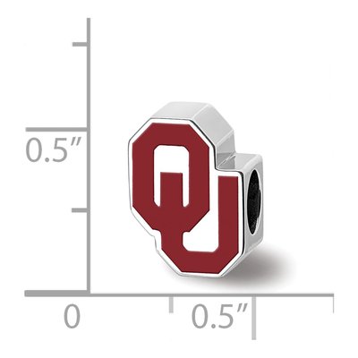 University of Oklahoma Sterling Silver O-U 1-sided Enameled Bead – view 4