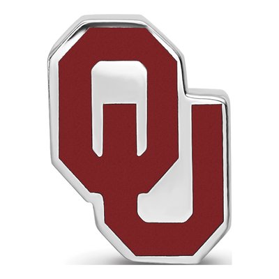 University of Oklahoma Sterling Silver O-U 1-sided Enameled Bead – view 5