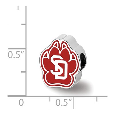 University of South Dakota Sterling Silver S-D Pawprint Enameled Bead – view 4