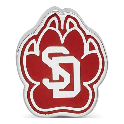 University of South Dakota Sterling Silver S-D Pawprint Enameled Bead – view 5