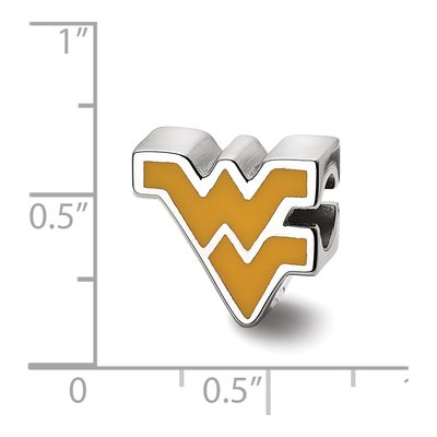 West Virginia University Sterling Silver W-V Enameled Bead – view 4