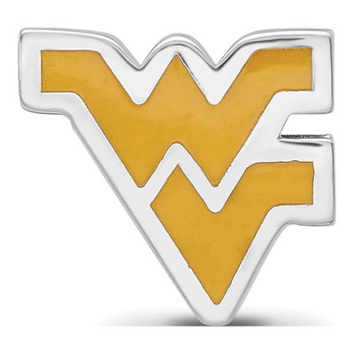 West Virginia University Sterling Silver W-V Enameled Bead – view 5