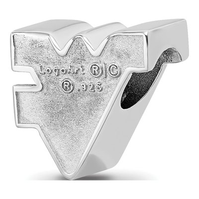 West Virginia University Sterling Silver W-V Enameled Bead – view 6