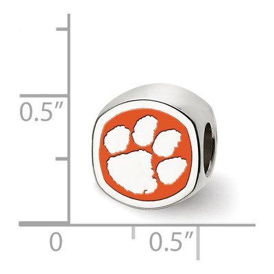 Clemson University Sterling Silver Tiger Paw Bead – view 3