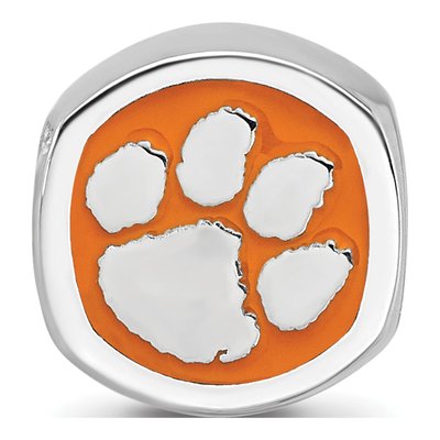 Clemson University Sterling Silver Tiger Paw Bead – view 4