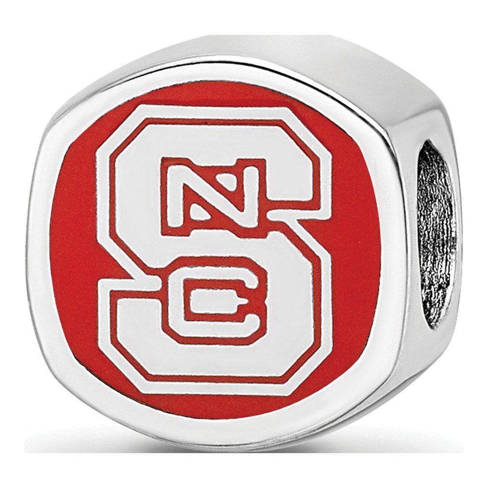 North Carolina State University Sterling Silver NC Enameled Bead