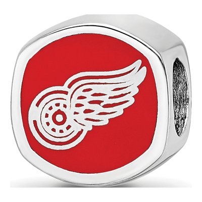 Detroit Red Wings Sterling Silver Double Enameled Bead
