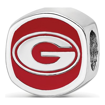 University of Georgia Sterling Silver Bulldogs Enameled Bead