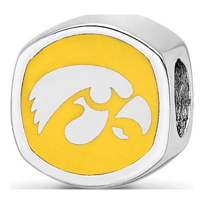 University of Iowa Sterling Silver Double Enameled Bead