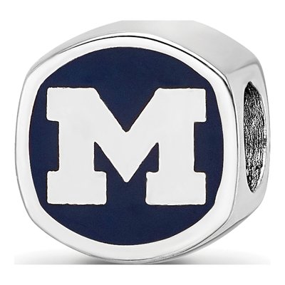 University of Michigan Sterling Silver Wolverines Bead