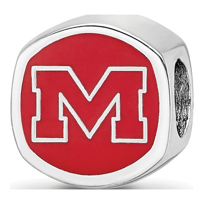 University of Mississippi Sterling Silver Ole Miss Enameled Bead