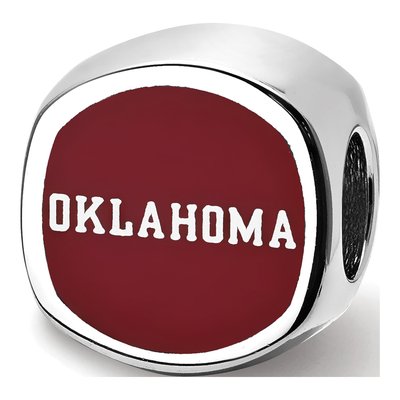 University of Oklahoma Sterling Silver Double Enameled Bead – view 3