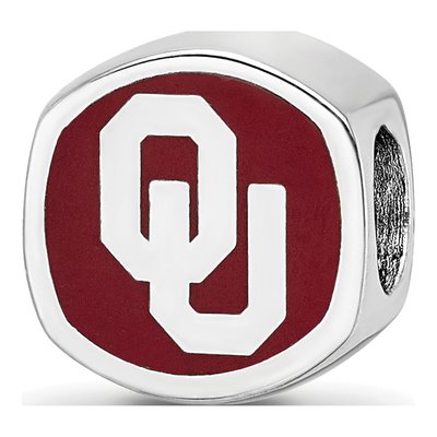 University of Oklahoma Sterling Silver Double Enameled Bead