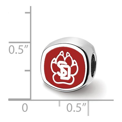University of South Dakota Sterling Silver S-D Pawprint 2-sided Enameled Bead – view 4