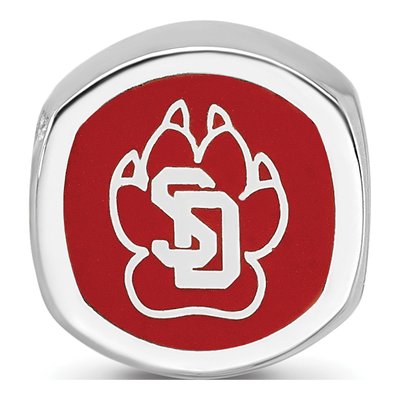 University of South Dakota Sterling Silver S-D Pawprint 2-sided Enameled Bead – view 5