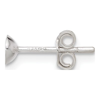 Sterling Silver 4mm Cup Post Earring & Back