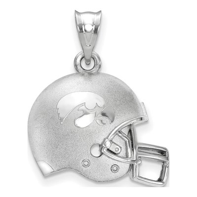 University of Iowa Sterling Silver Medium Hawkeyes Football Helmet Pendant