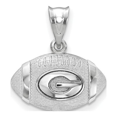 Sterling Silver Rhodium-plated LogoArt University of Georgia Letter G Football Pendant