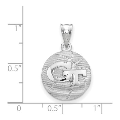 Georgia Institute of Technology Sterling Silver Large Tech G-T Basketball Pendant – view 2
