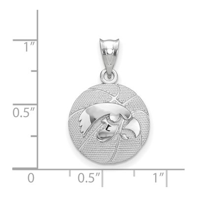 University of Iowa Sterling Silver Large Hawkeyes Basketball Pendant – view 2