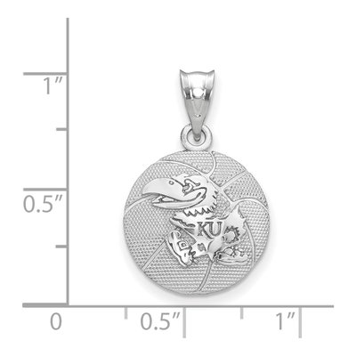University of Kansas Sterling Silver Large Jayhawk Basketball Pendant – view 2