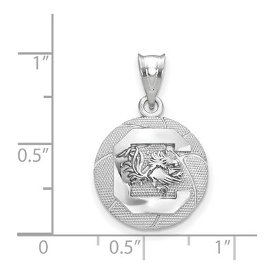 University of South Carolina Sterling Silver Large USC Gamecocks Basketball Pendant – view 2