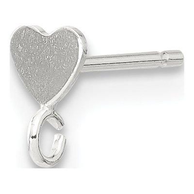 Sterling Silver 3.5mm Heart Earring Post Finding – view 3