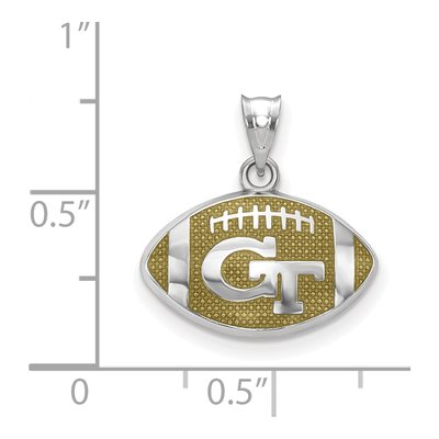 Georgia Institute of Technology Sterling Silver Medium Tech Football Pendant – view 2