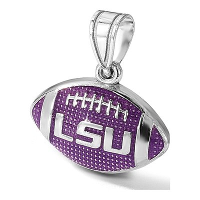 Louisiana State University Sterling Silver Medium LSU Football Pendant – view 3