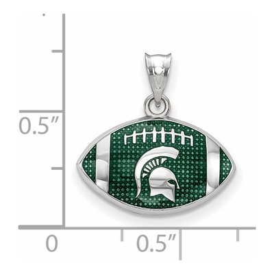 Michigan State University Sterling Silver Medium Spartan Football Pendant – view 2