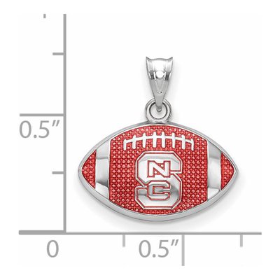 North Carolina State University Sterling Silver Medium NC Wolfpack Football Pendant – view 2