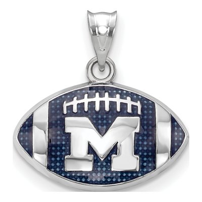 University of Michigan Sterling Silver Medium Football Letter M Pendant