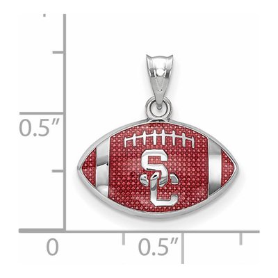 University of Southern California Sterling Silver Medium USC Trojans S-C Football Pendant – view 2