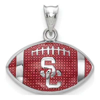 University of Southern California Sterling Silver Medium USC Trojans S-C Football Pendant