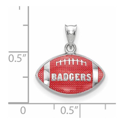 University of Wisconsin Sterling Silver Medium Badgers Football Pendant – view 2