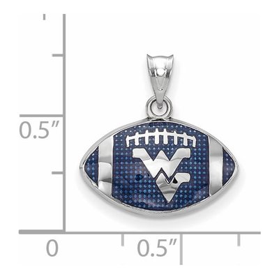 West Virginia University Sterling Silver Medium WVU Football Pendant – view 2