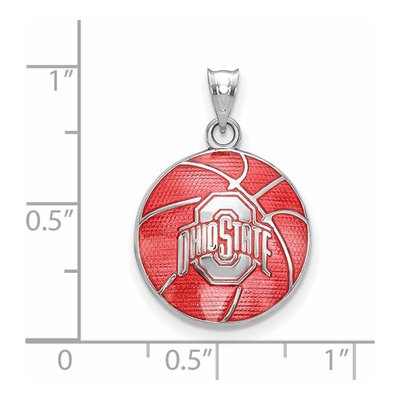 Ohio State University Sterling Silver Large Buckeyes Basketball Pendant – view 2