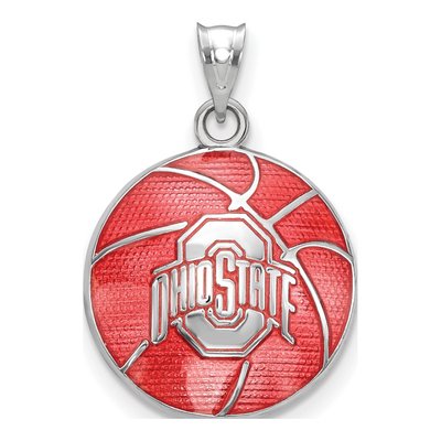 Ohio State University Sterling Silver Large Buckeyes Basketball Pendant