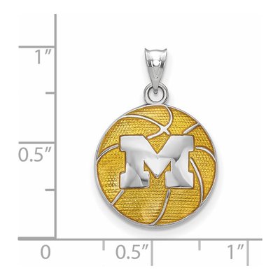 University of Michigan Sterling Silver Large Wolverines Basketball Letter M Pendant – view 2