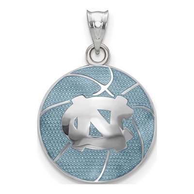 University of North Carolina Sterling Silver Medium UNC Tar Heels Basketball Pendant