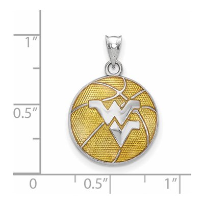 West Virginia University Sterling Silver Large WVU Basketball Pendant – view 2